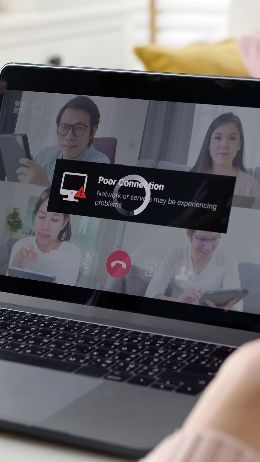 laptop of poor internet connection  for blog post on the pros and cons of remote, office and hybrid work